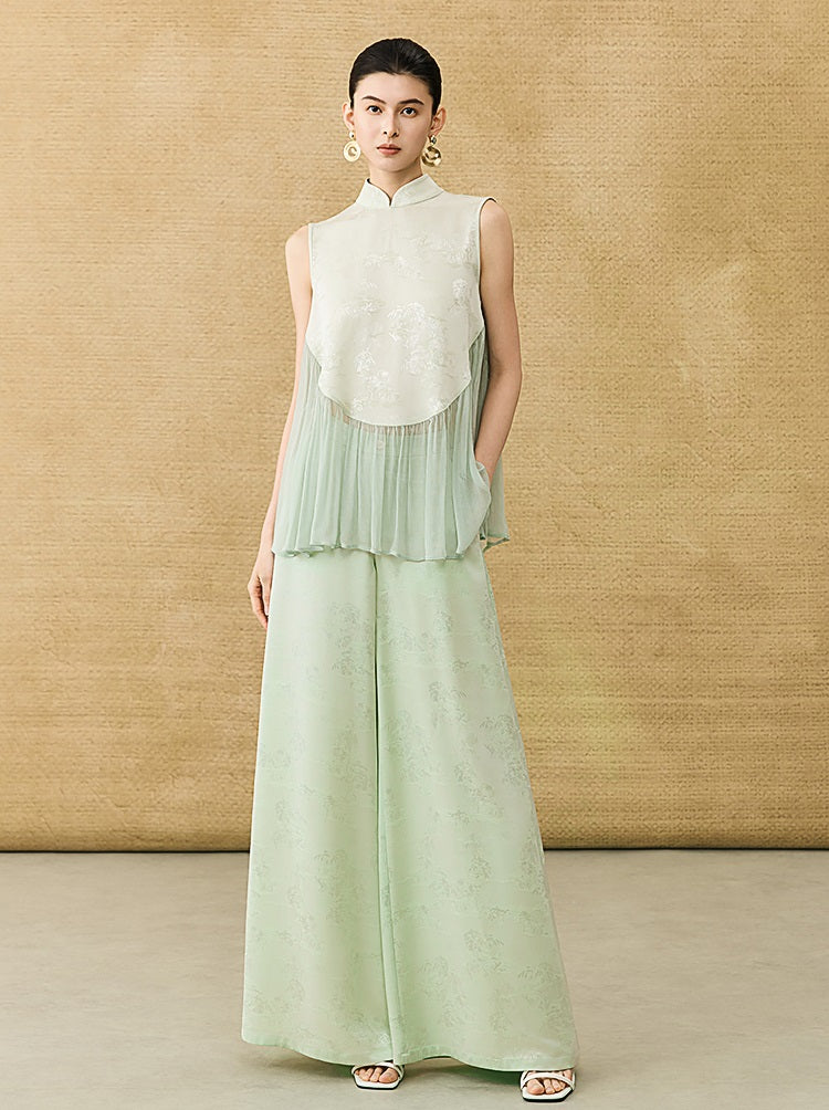 HECO Chinese high-end acetate jacquard drape slimming trousers - QUEEN.