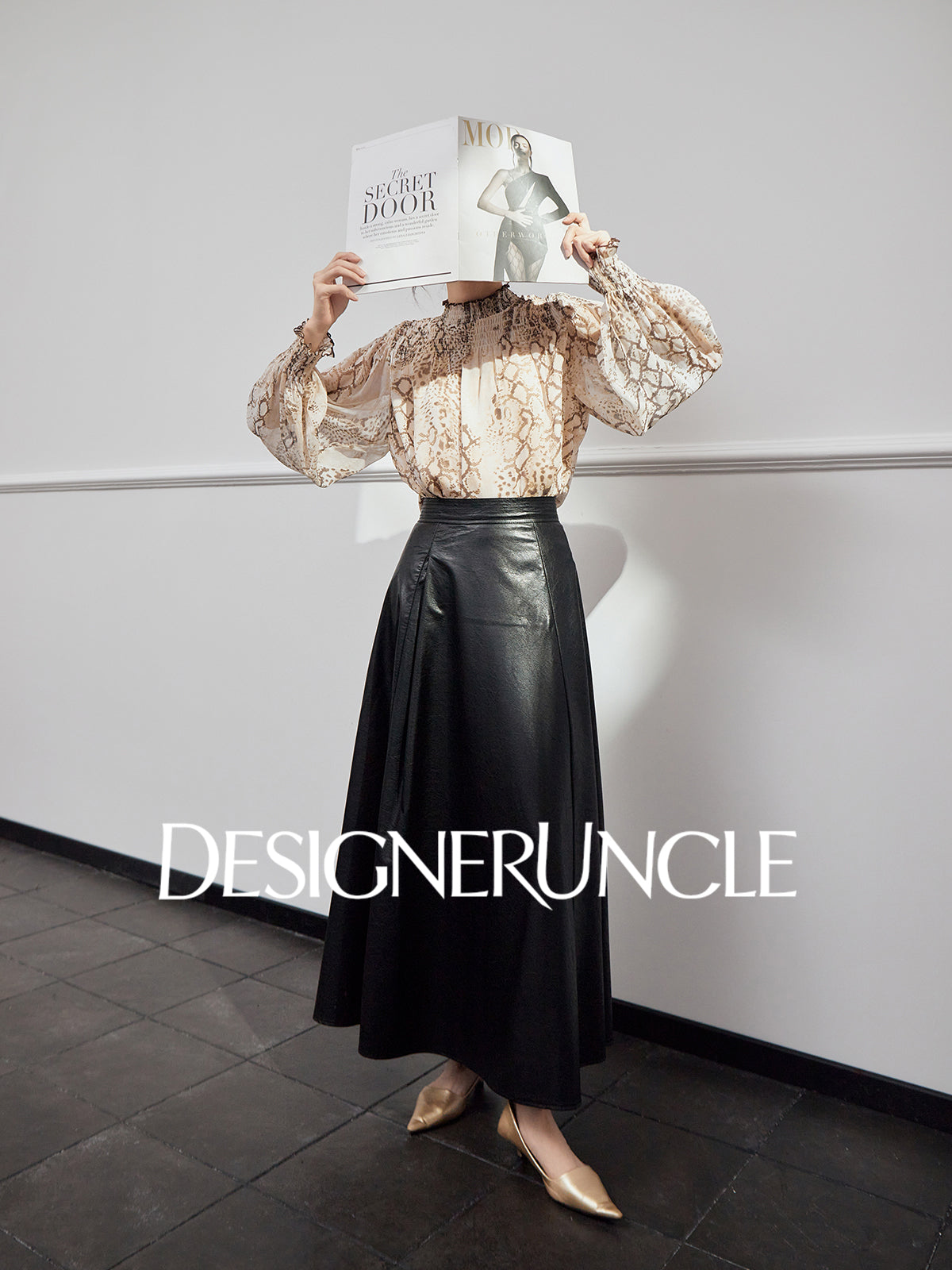 DGU "Linglin" snake print chiffon shirt high-end long-sleeved top - FAVOUR.