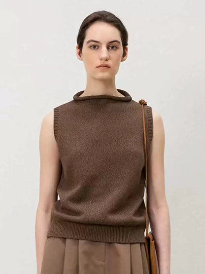 Nothing Written Knitted Vest Women's Summer 2025 New Korean Designer Slim Sleeveless Top