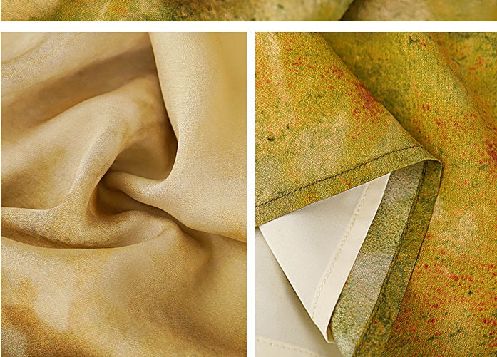 HECO Chinese Gradient Blended Lightweight Summer Print High-Waisted Skirt - AVEL.