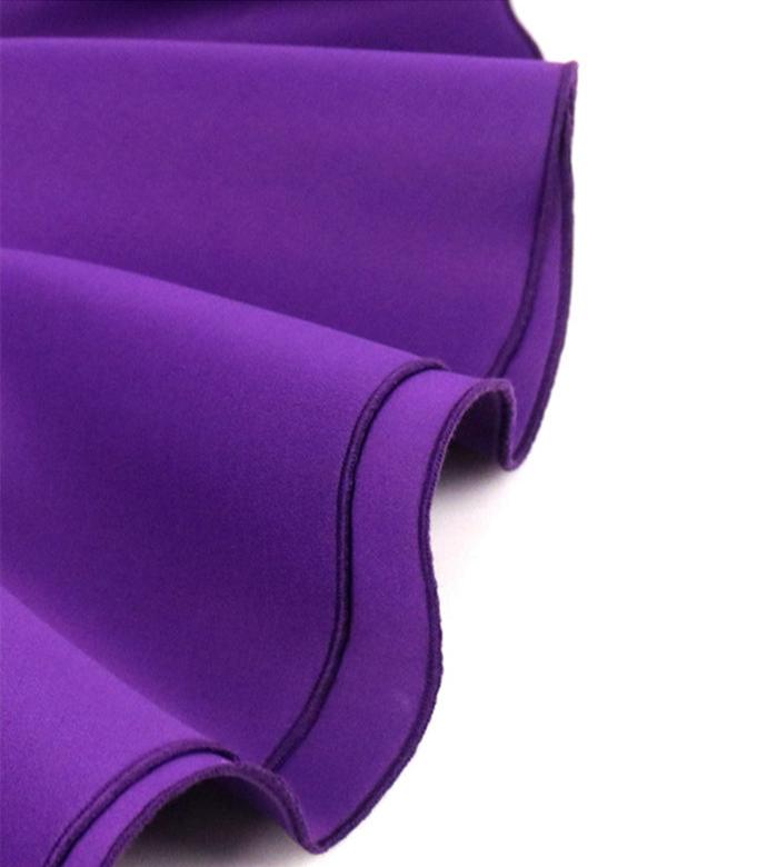 DOLLY Elegant Retro Style Deep Purple Ruffled Off Shoulder Midi Dress-PINKY