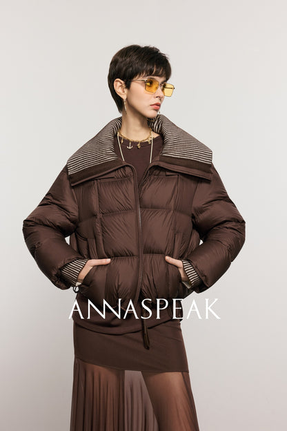 ANNASPEAK Lightweight Wool Collar Short Down Jacket-PANP.
