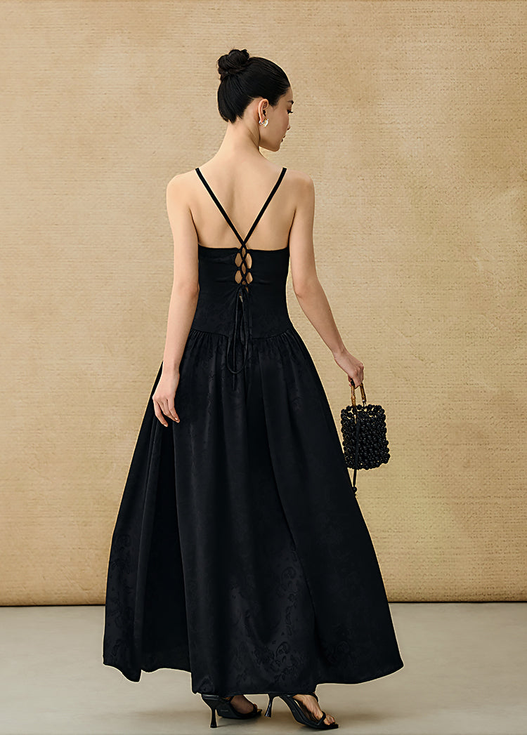 HECO Chinese Jacquard Halterneck Slip Dress  - KNO .