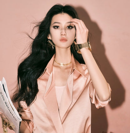 ANNASPEAK  lapel pink shirt-FLIN.