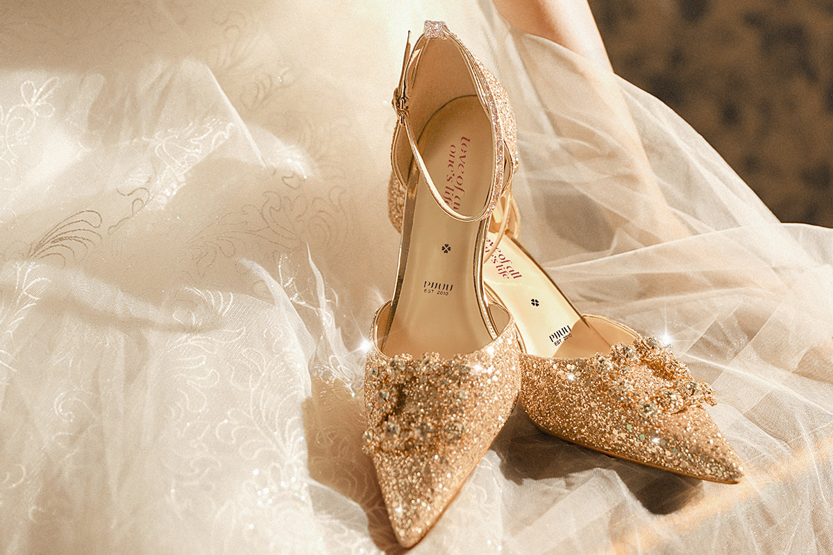 PJJUU beautiful square buckle rhinestone high heel shoes - QUEEN.