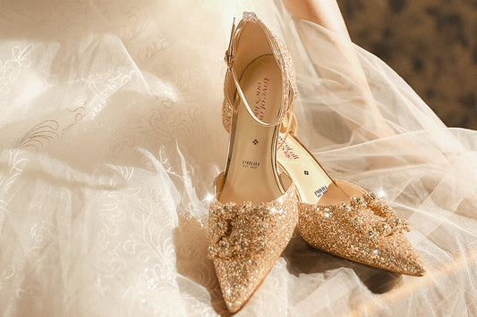 PJJUU beautiful square buckle rhinestone high heel shoes - QUEEN.