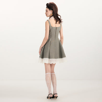 FAME Rococo Hepburn-style Embroidered Trim Short Dress - ZAYDEN.