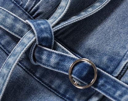 WANGXO | Soft Cotton Denim Halterneck Top -CALISTA.