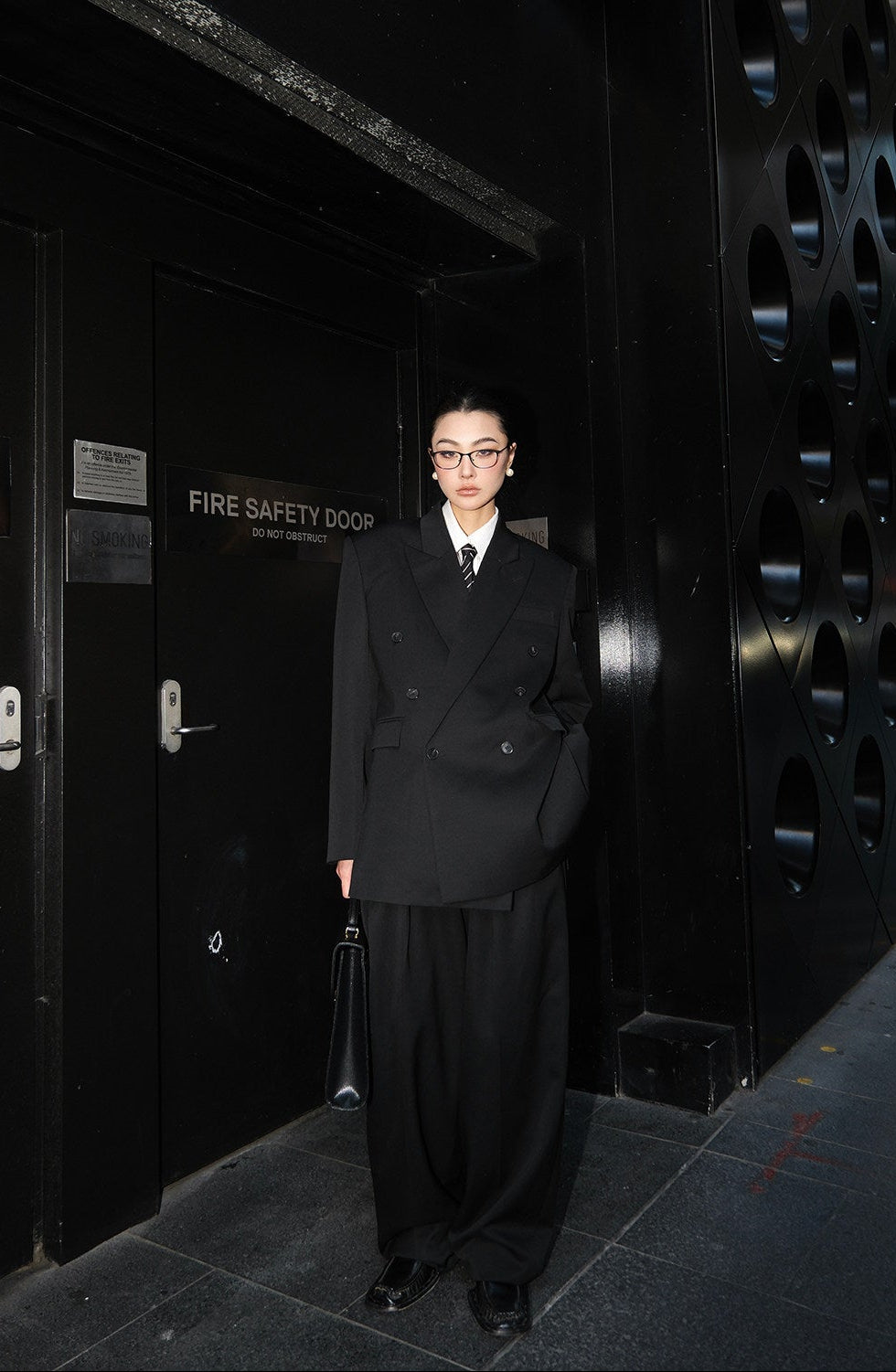 MEI SANGUAN Double-Breasted Blazer & Wide-Leg Pants Suit- ANASTASIA