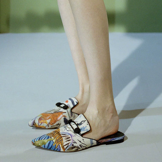 B-FEI Smoked Ruo collaboration Dunhuang series elegant mules slippers-NICKY.