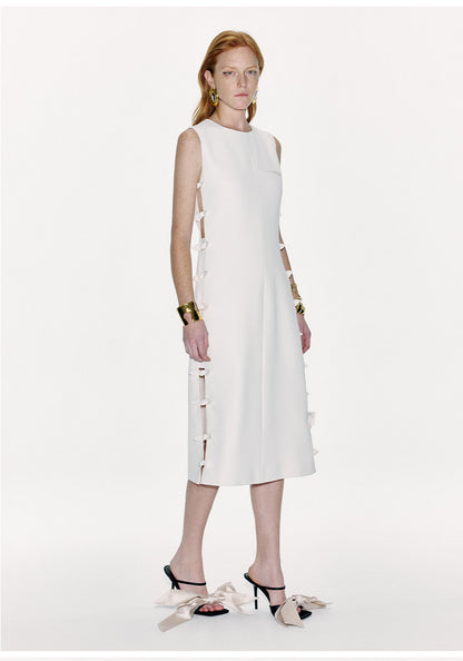 ATELIER MISS LU Cut-out Rabbit Ear Ribbon Patchwork Dress - ADAM.