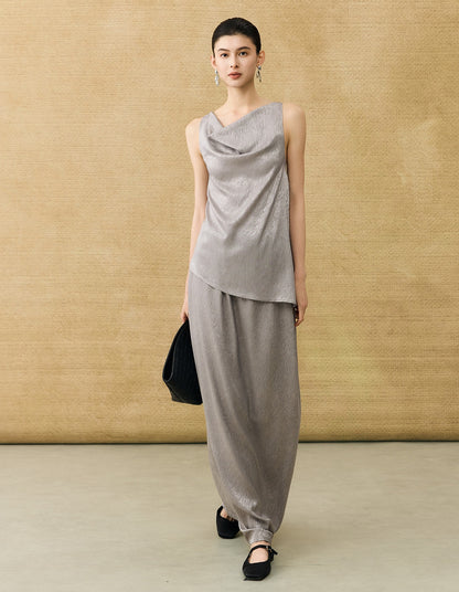 HECO Chinese Temperament Pearlescent High-Waisted High-End Texture Skirt - HELLS.