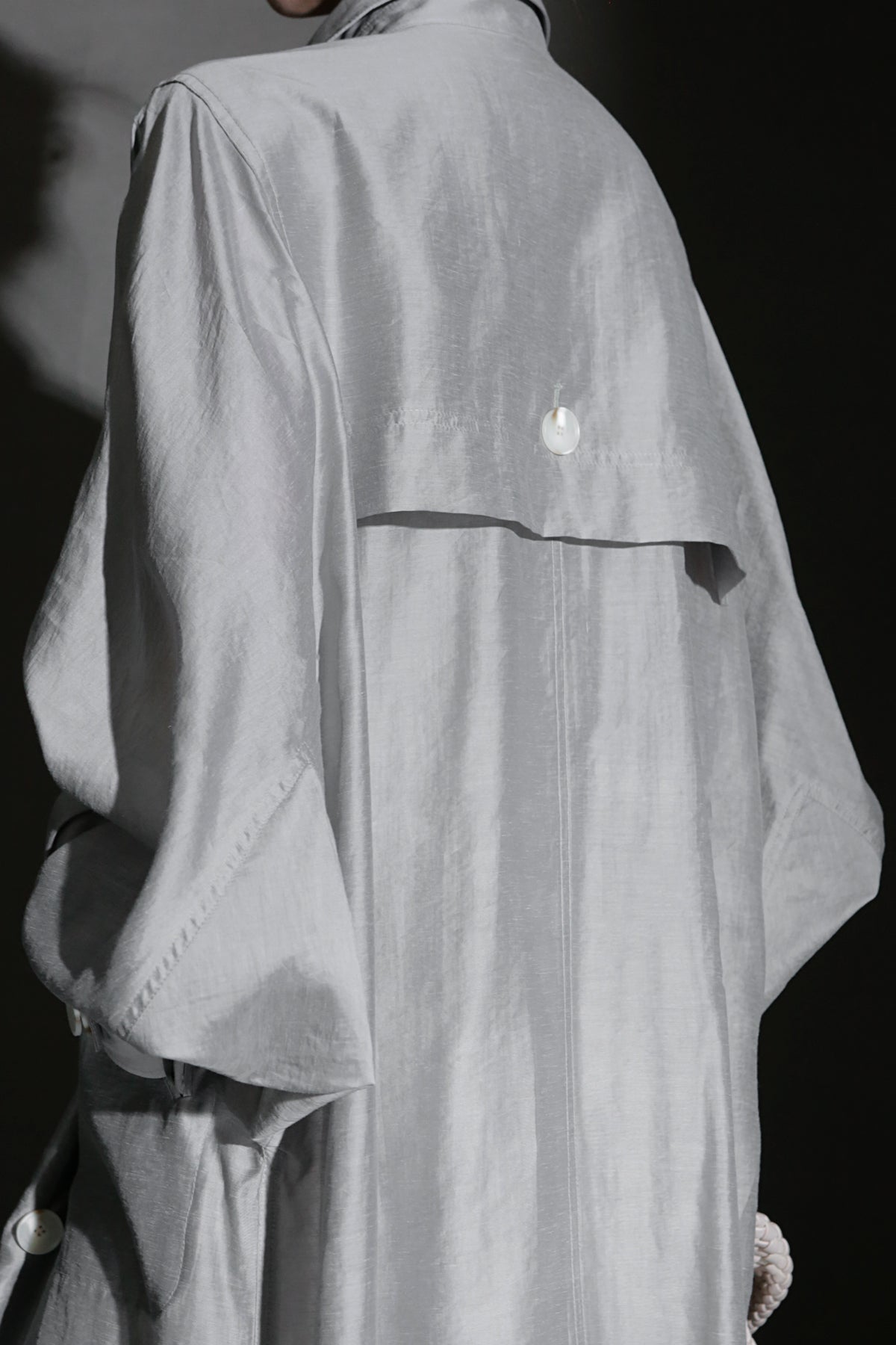 PIAOIN Light Luxury Silk Luster Tencel Linen Trench Coat Jacket -JOSEPHINE