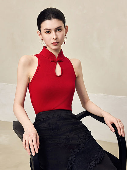 HECO Disc Buckle Knitted Sleeveless Top- ANGLES.