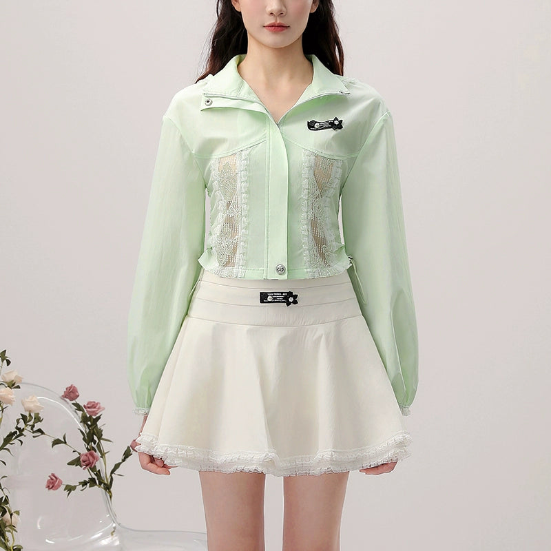 CHECOCRE Sexy Lace Hooded Top Cinched Waist Puffy Dress- INDUCE