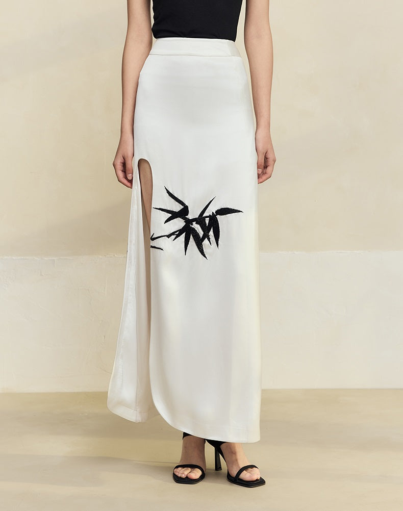HECO Anti-Wrinkle Acetate black white maxi Skirt Women - where.