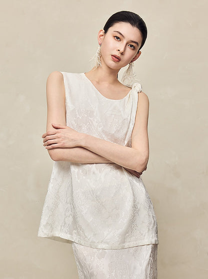 HECO Jacquard Acetic One-sided Kink White Red Black Top Woman - GOSPEL.