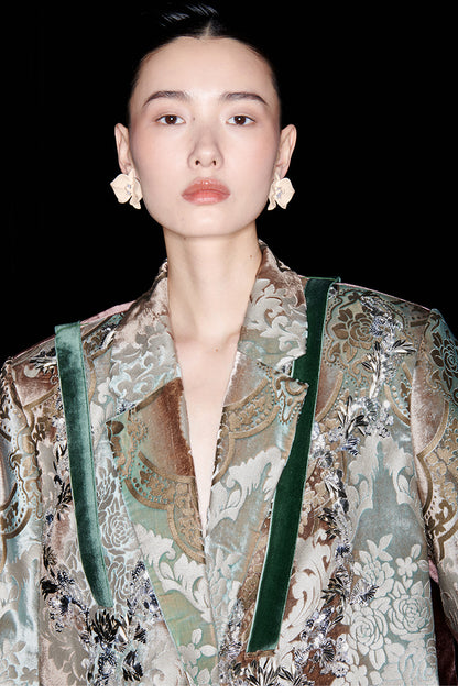 M essential Mackay designer vine pattern embroidery marble print jacket skirt suit- Eden.