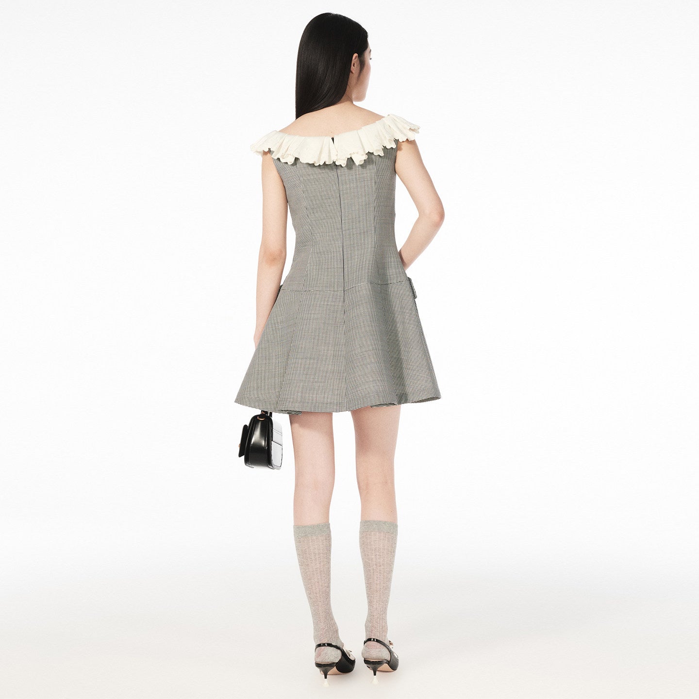 FAME ruffled collar houndstooth dress  - EMILY