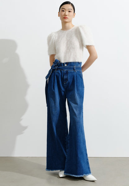 COMME MOI Lu Yan designer women's fashion stretch high-waisted wide-leg jeans - RILEY.