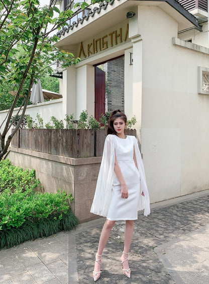 DOLLY Elegant Crew Neck Sleeveless Drape High Waist Wedding Guest Dress-LUNA