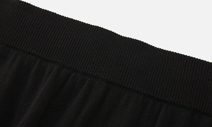 ZHUCHONGYUN black mulberry silk and linen blend drape knitted skirt-AIR.