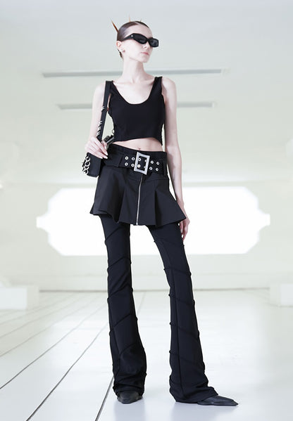 ANNAKIKI  low-waisted Japanese button fractal pleated short skirt-NIDIA.