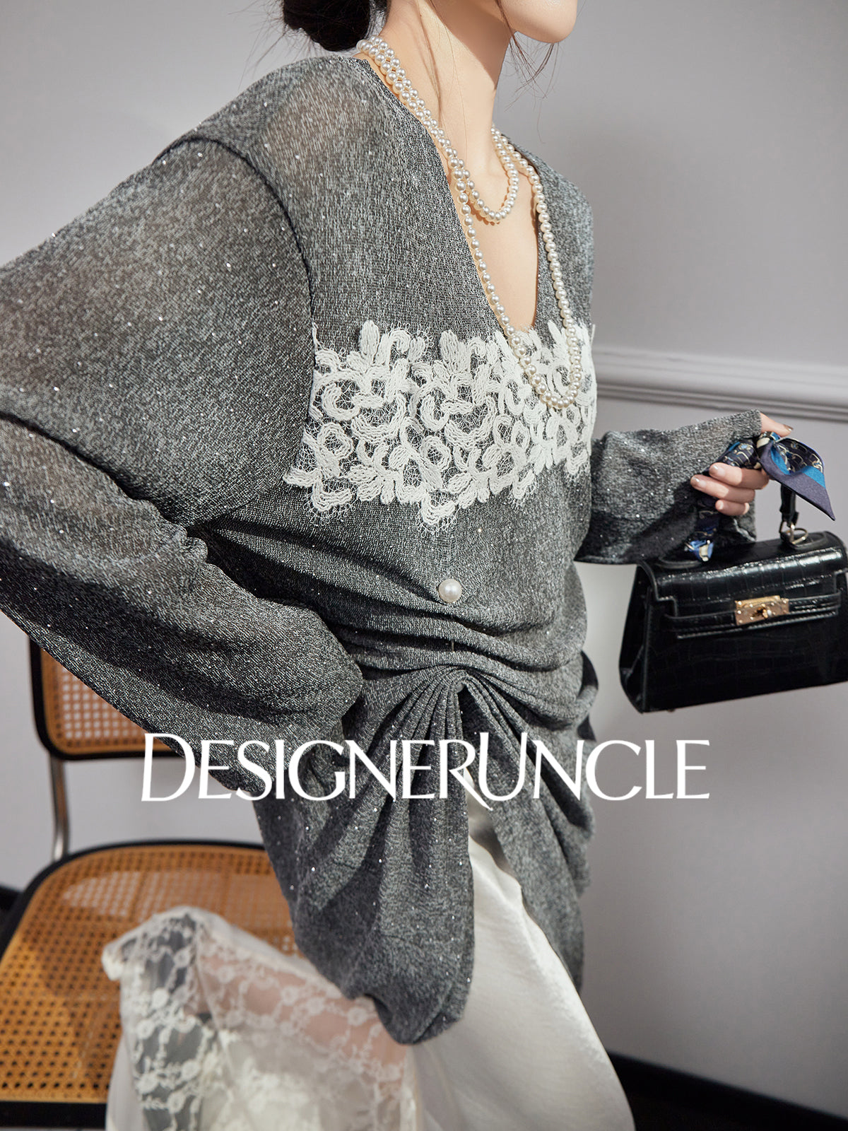 DGU "Twilight Dust" new waist loose and slim foreign high-end gray T-shirt - POWER ?