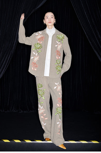 M essential Mackay designer Sedum patch shirt jacket pant set - Eight Treasures