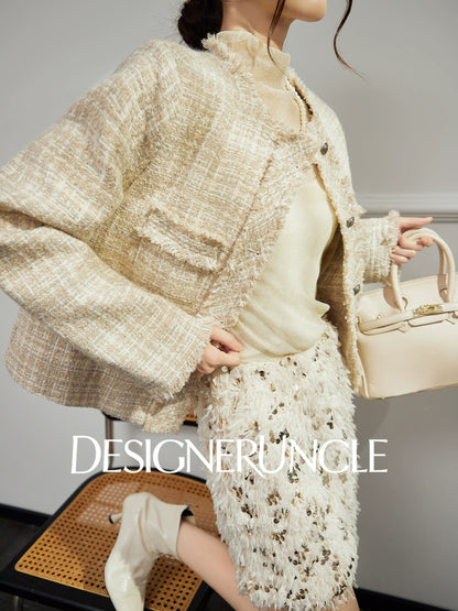 DGU "Shallow Yin" apricot jacket high-end small fragrance temperament design top - Noa.
