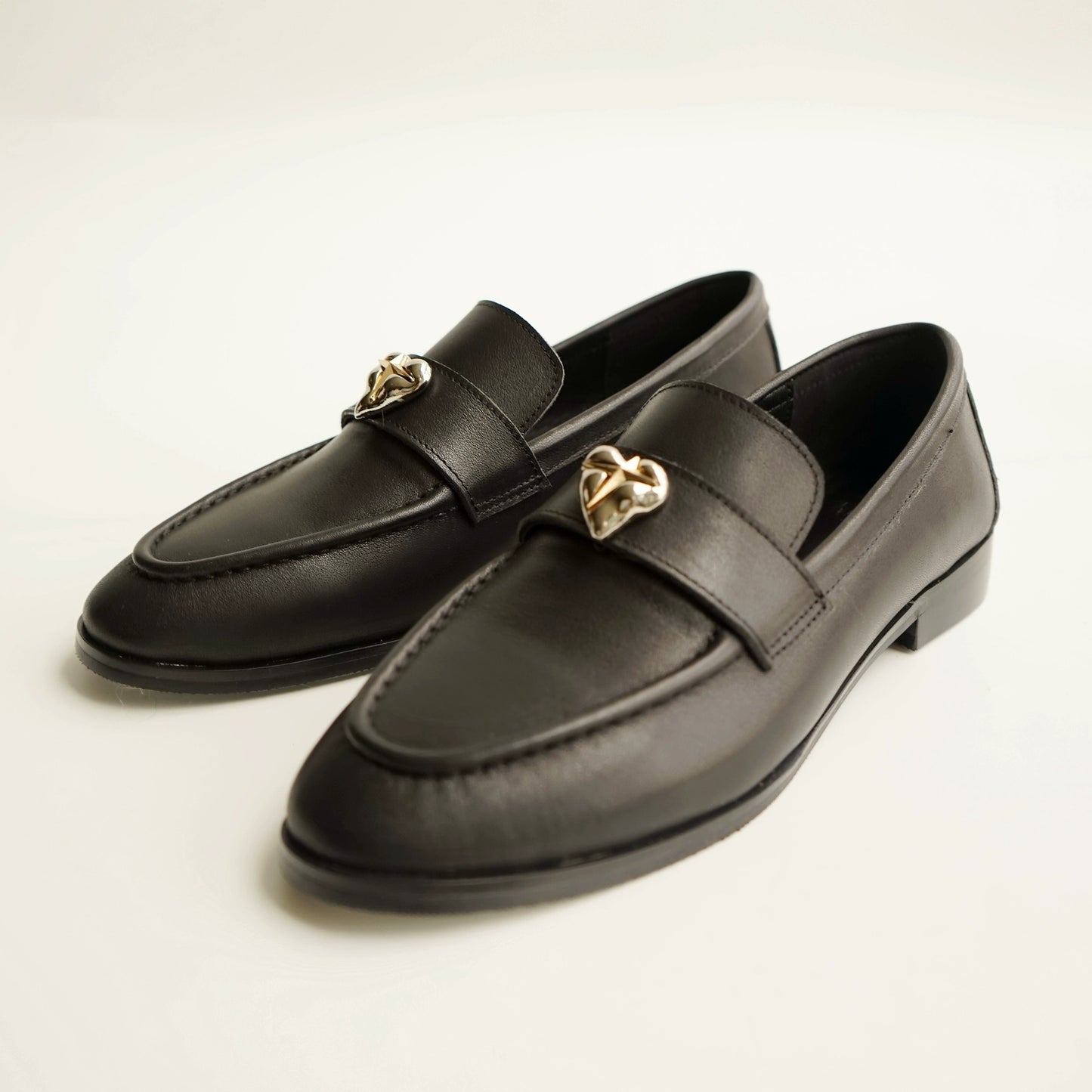B-FEI classic black leather round-toe shoes-CHOJI.