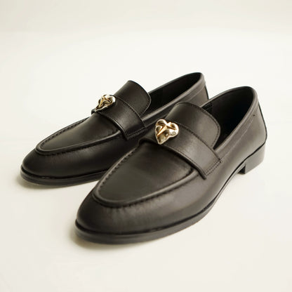 B-FEI classic black leather round-toe shoes-CHOJI.