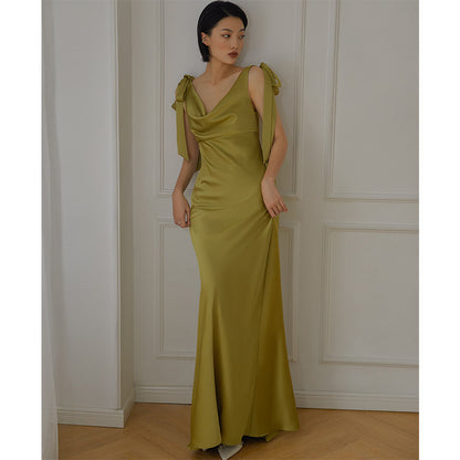GOUDIN women's texture pickle green party luxury niche Hepburn dress-XIM.