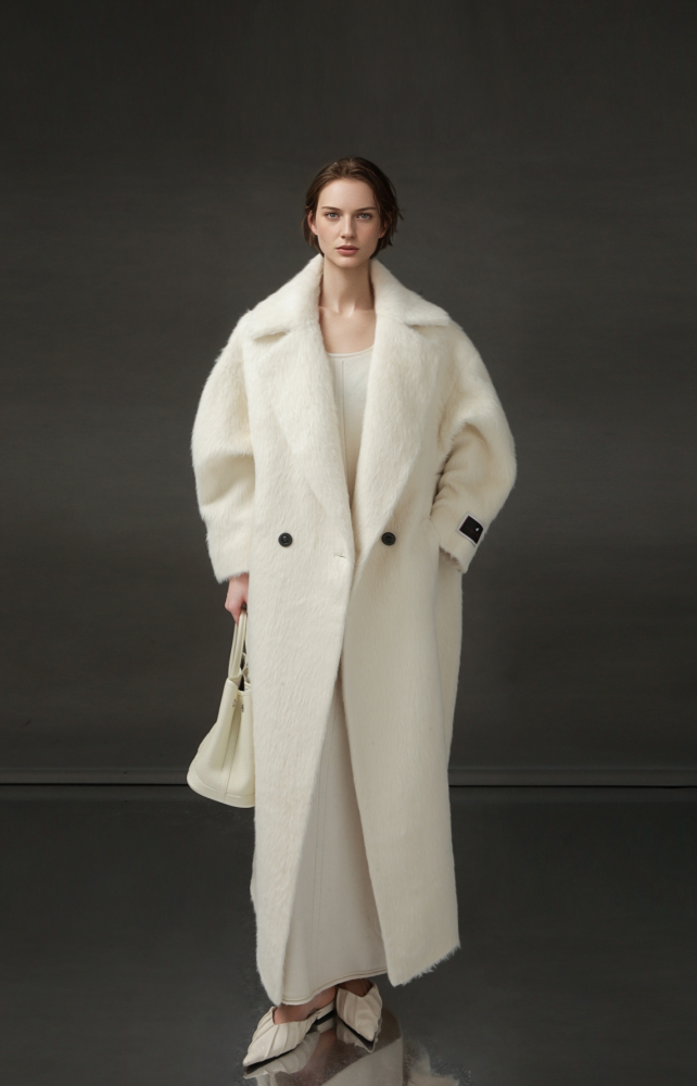 PIAOIN Luxury Peruvian Suli Alpaca Coat Women's Cocoon Double-sided Fur Coat -OMAN