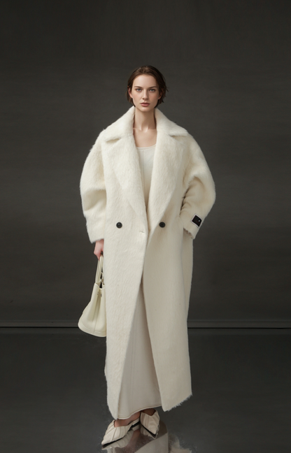 PIAOIN Luxury Peruvian Suli Alpaca Coat Women's Cocoon Double-sided Fur Coat -OMAN