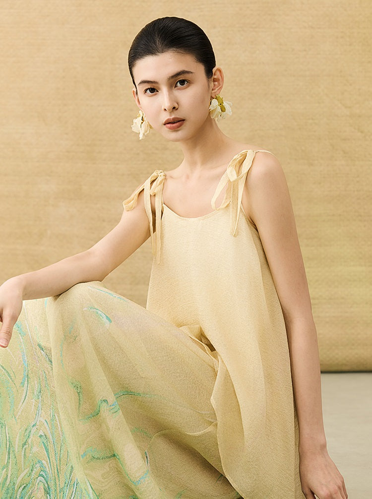 HECO Chinese Layered  Summer Smudge Temperament Long dress- ZING.