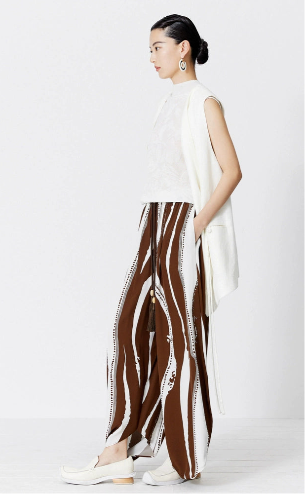 ZHUCHONGYUN summer white V-neck streamer linen vest vest-ZAWA.