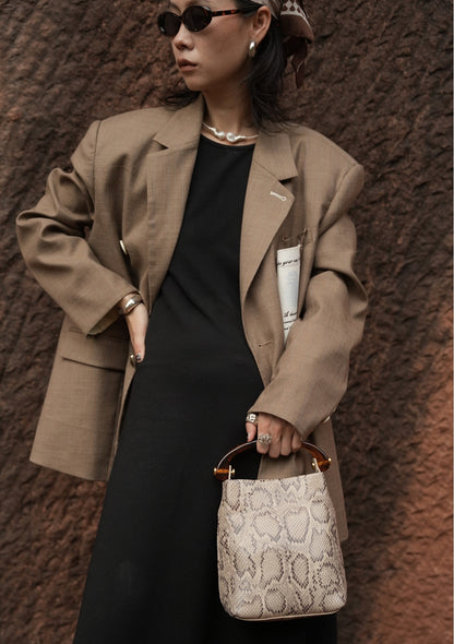 IUBALLET new old money style snake print leather handbag - PARAK.