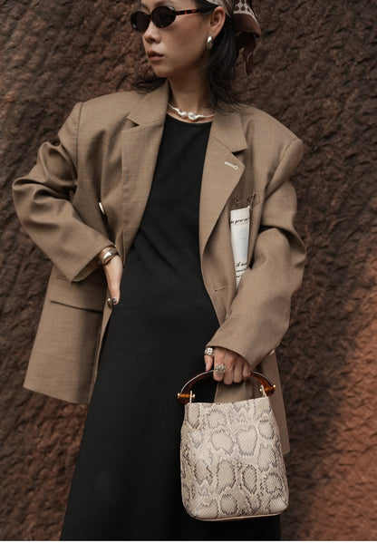 IUBALLET new old money style snake print handbag leather - KIA.