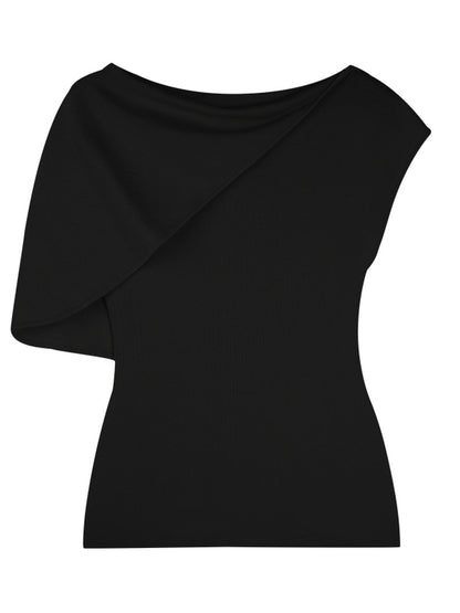 HECO Chinese temperament asymmetrical floating collar sleeveless base knit sweater - QUER.