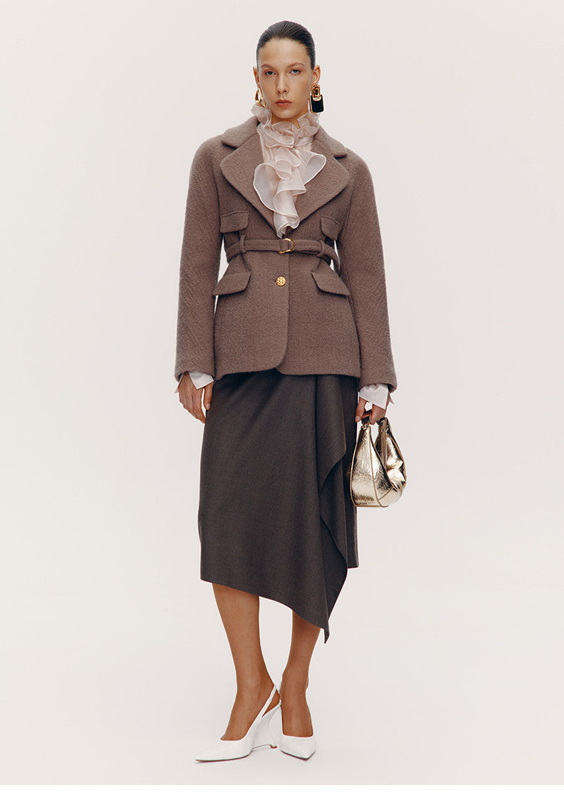 ATELIER MISS LU [Fiddler Poet] Irregular Vertical Sheep Wool Blend Skirt -  GLORY.