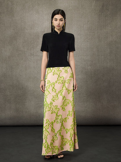 HECO Disc Button Acetate Knit Drop Neck T-Shirt - ROMAN.