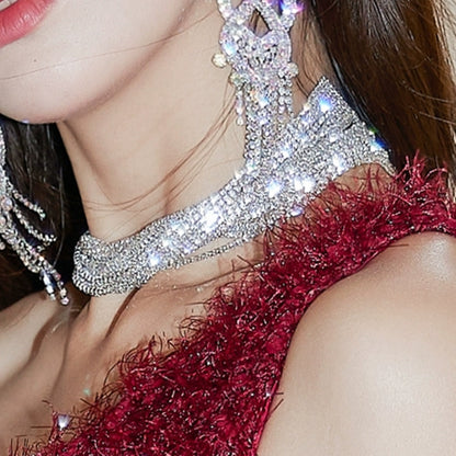 DOLLY Elegant Full Diamond Sliver Tassel Earring-IU