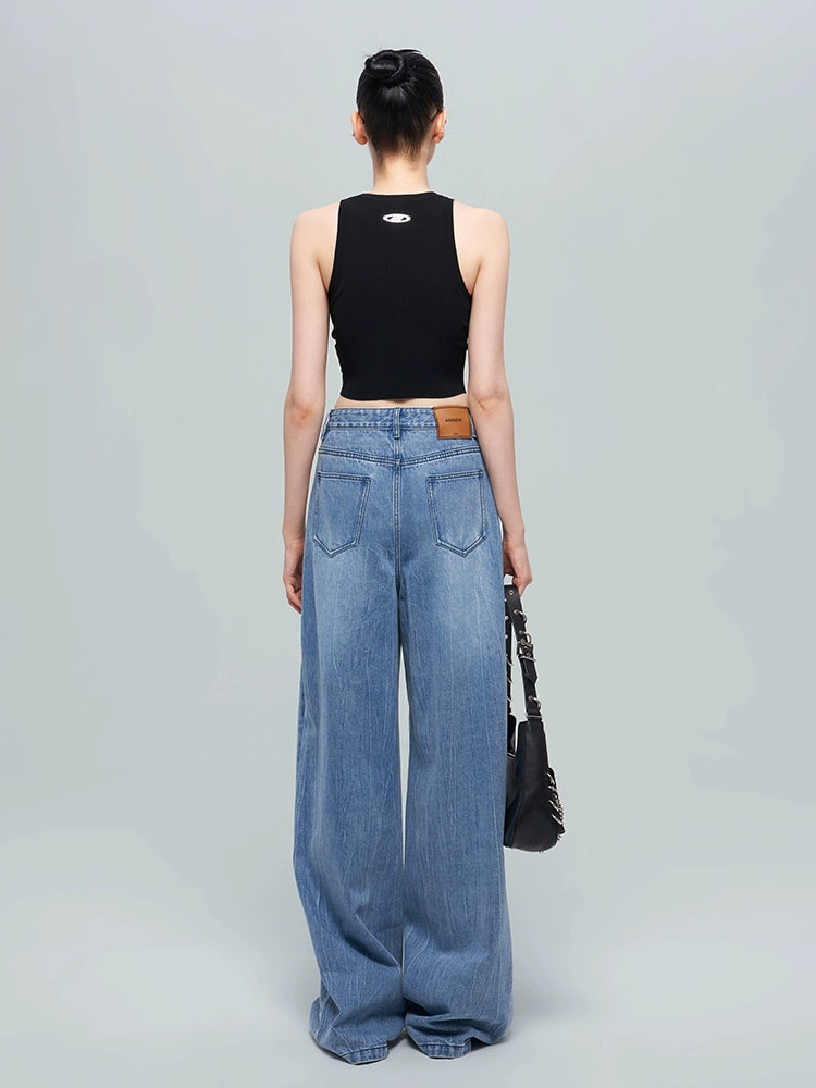 ANNAKIKI Nich Retro fried color loose wide-leg jeans for women-IZUMI