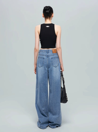 ANNAKIKI Nich Retro fried color loose wide-leg jeans for women-IZUMI