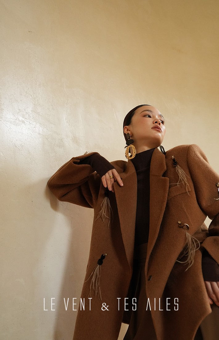 LE VENT&TES AILES luxury wool reversible ostrich feather blazer coat-MAVS.