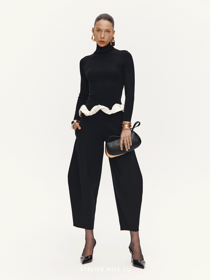ATELIER MISS LU  Hem clouds surround turtleneck knit top - OLIVIA.