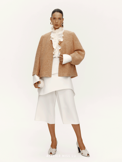 ATELIER MISS LU sleeve sheep wool-blend knitted jacket - SHUDDER