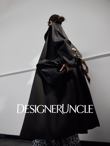 DGU|Matte Gray Trench Coat Satin Fashion High-end Loose Slimming Mid-Length Jacket - Antonia.