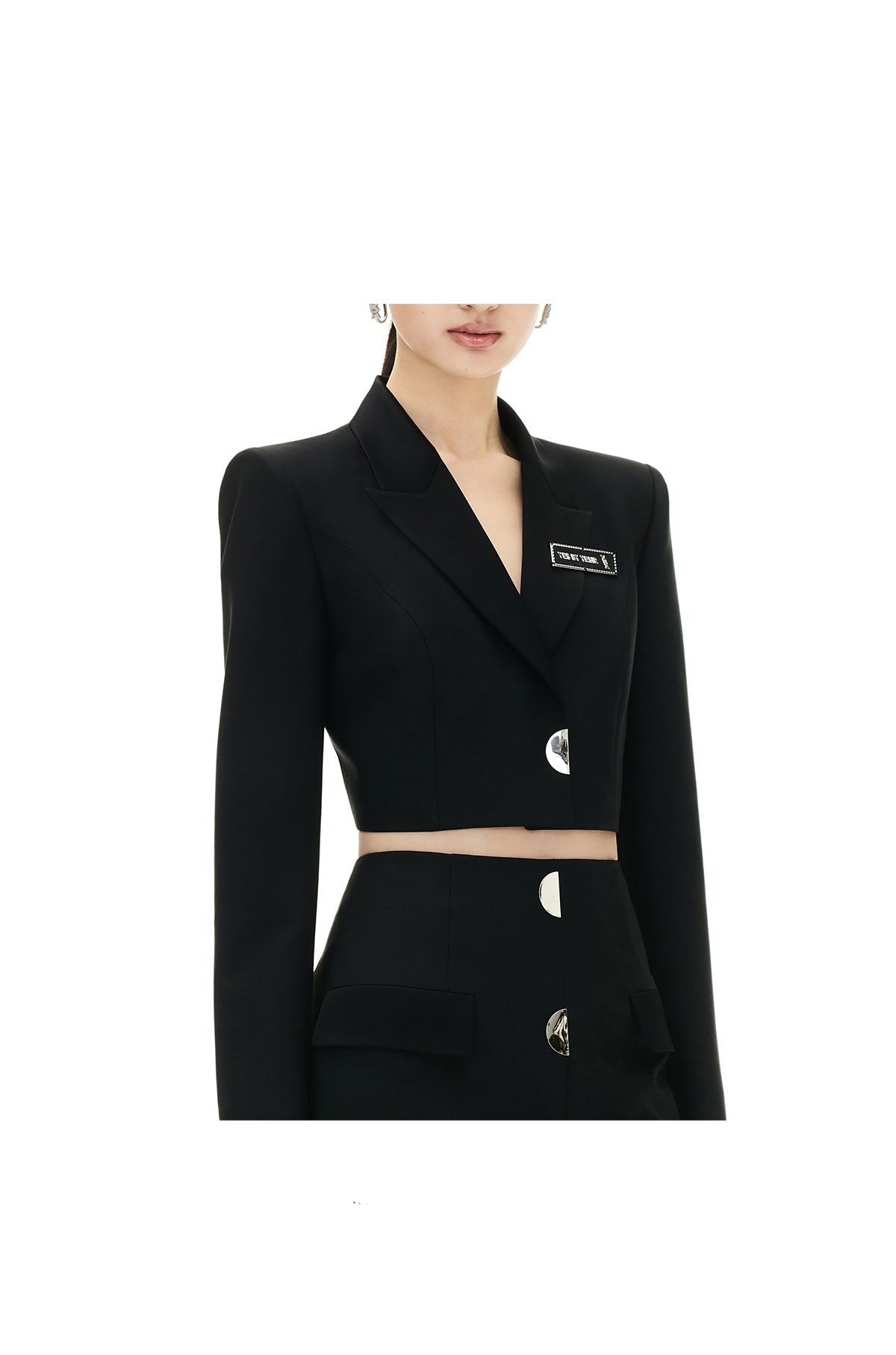 YES BY YESIR Elegant luxury copped jacket moon  button pencil skirt - Netty